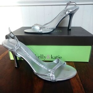 Strappy Silver Slingback 3" Sandal Heel Sz 8 Like New!